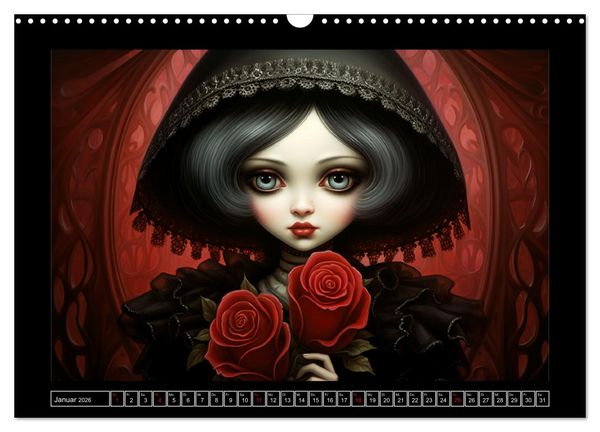 Produktbild: Little Gothic Queens. Surrealistische Illustrationen (Wandkalender 2026 DIN A3 quer), CALVENDO Monatskalender