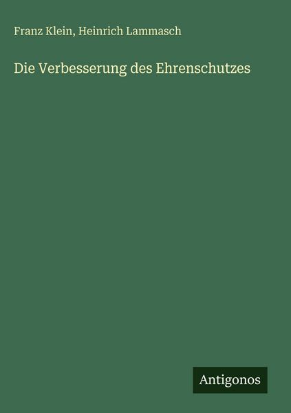 Produktbild: Die Verbesserung des Ehrenschutzes