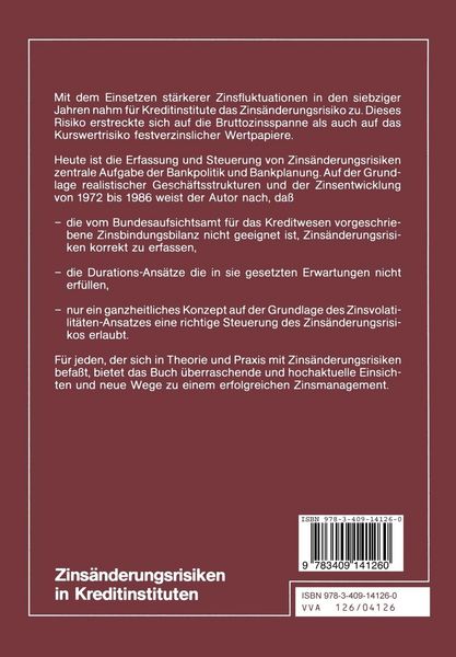 Produktbild: Zins&auml;nderungsrisiken in Kreditinstituten