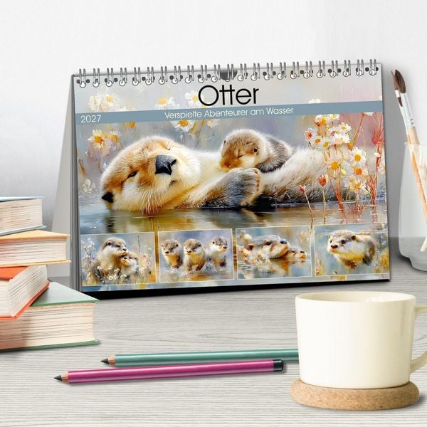 Produktbild: Otter. Verspielte Abenteurer am Wasser (Tischkalender 2027 DIN A5 quer), CALVENDO Monatskalender