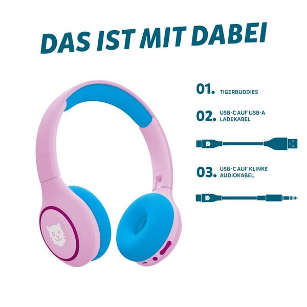 Produktbild: tigerbuddies Bluetooth Kinderkopfh&ouml;rer Fresh Candy ( rosa / blau )