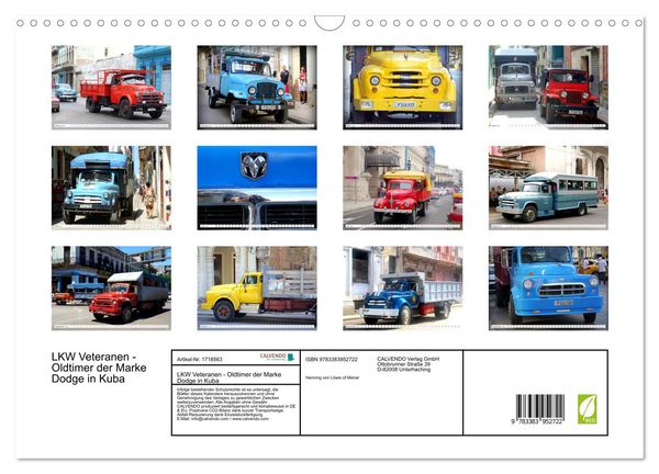 Produktbild: LKW Veteranen - Oldtimer der Marke Dodge in Kuba (Wandkalender 2025 DIN A3 quer), CALVENDO Monatskalender