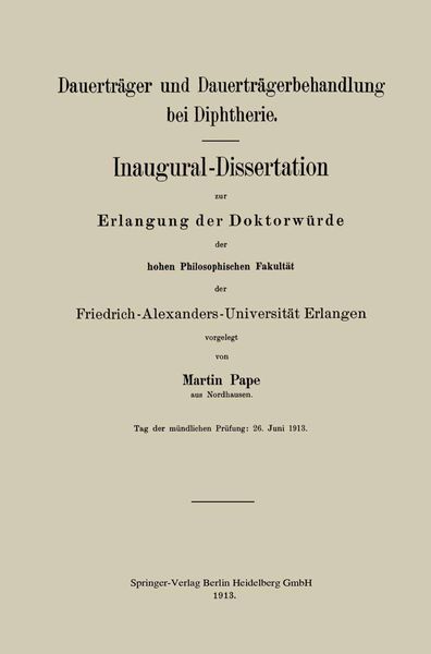 Produktbild: Dauertr&auml;ger und Dauertr&auml;gerbehandlung bei Diphtherie