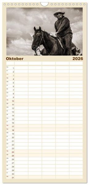 Produktbild: Familienplaner 2026 - Westernreiten mit 5 Spalten (Wandkalender, 21 x 45 cm) CALVENDO