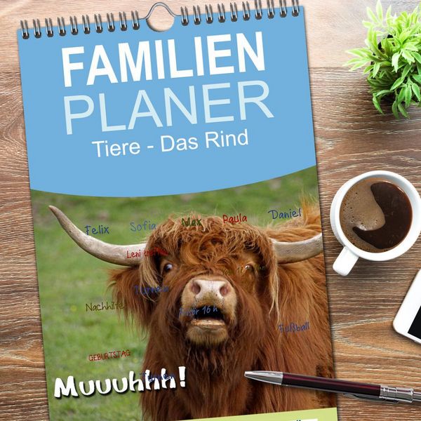 Produktbild: Familienplaner 2026 - Muuuhhh! mit 5 Spalten (Wandkalender, 21 x 45 cm) CALVENDO
