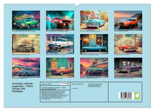 Produktbild: Amerikas rollende Legenden &ndash; Retro-Design trifft Nostalgie (hochwertiger Premium Wandkalender 2026 DIN A2 quer), Kunstdruck in Hochglanz