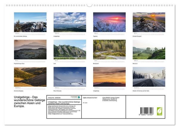 Produktbild: Uralgebirge - Das wundersch&ouml;ne Gebirge zwischen Asien und Europa. (hochwertiger Premium Wandkalender 2026 DIN A2 quer), Kunstdruck in Hochglanz