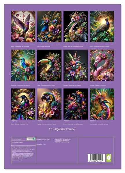 Produktbild: 12 Fl&uuml;gel der Freude (Wandkalender 2026 DIN A3 hoch), CALVENDO Monatskalender