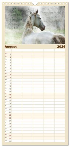 Produktbild: Familienplaner 2026 - Pferde zum Tr&auml;umen mit 5 Spalten (Wandkalender, 21 x 45 cm) CALVENDO