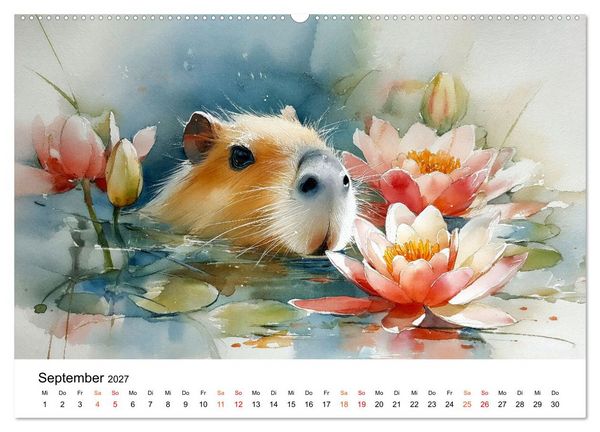 Produktbild: Capybara - die Kunst des gelassenen Daseins (hochwertiger Premium Wandkalender 2027 DIN A2 quer), Kunstdruck in Hochglanz