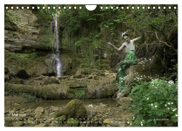 Produktbild: BODYPAINTING AM WASSERFALL VON LINN (Wandkalender 2026 DIN A4 quer), CALVENDO Monatskalender