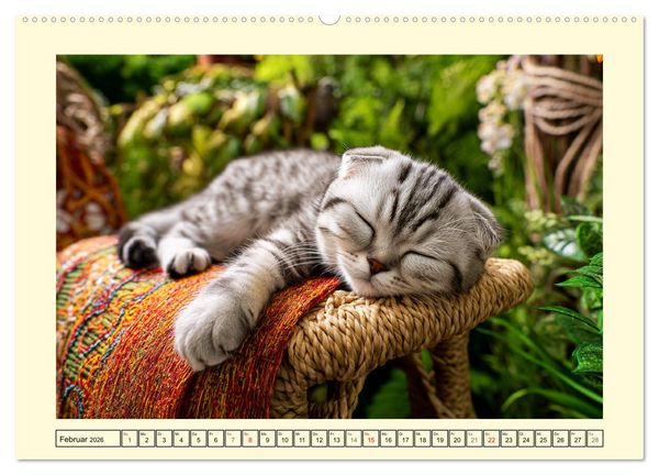 Produktbild: Scottish Fold. Zauberhafte Faltohrkatzen im Garten (hochwertiger Premium Wandkalender 2026 DIN A2 quer), Kunstdruck in Hochglanz