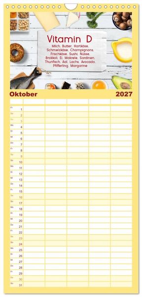 Produktbild: Familienplaner 2027 - Vitalstoffe - fit essen mit 5 Spalten (Wandkalender, 21 x 45 cm) CALVENDO