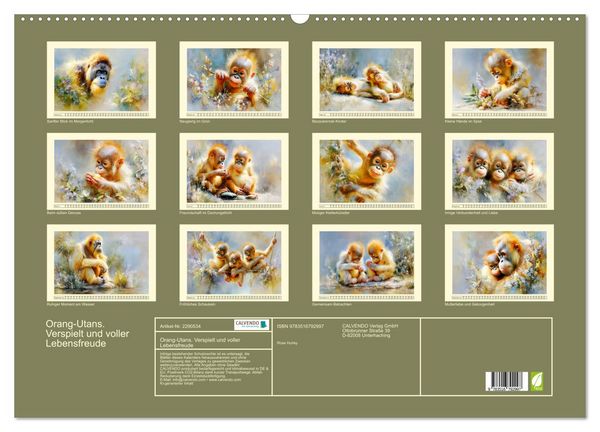 Produktbild: Orang-Utans. Verspielt und voller Lebensfreude (Wandkalender 2027 DIN A2 quer), CALVENDO Monatskalender