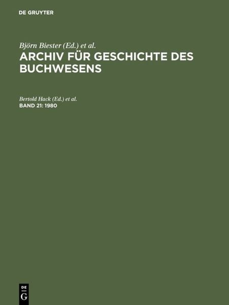 Produktbild: Archiv f&uuml;r Geschichte des Buchwesens / 1980