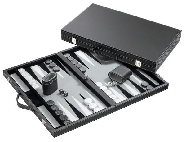 Produktbild: Backgammon grau, medium, Kunstleder