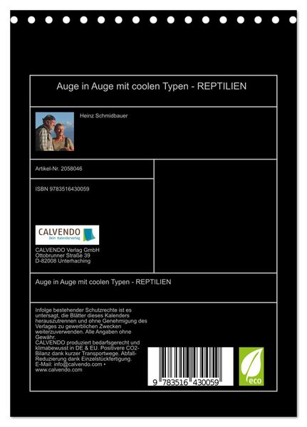 Produktbild: Auge in Auge mit coolen Typen - REPTILIEN (Tischkalender 2026 DIN A5 hoch), CALVENDO Monatskalender