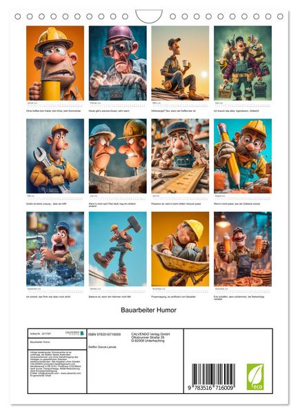 Produktbild: Bauarbeiter Humor (Wandkalender 2026 DIN A4 hoch), CALVENDO Monatskalender