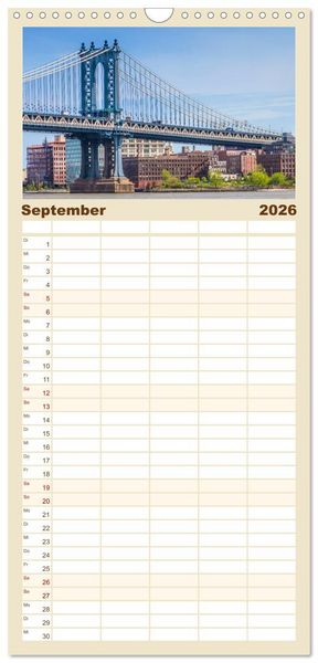 Produktbild: Familienplaner 2026 - NEW YORK Bekannte Blicke mit 5 Spalten (Wandkalender, 21 x 45 cm) CALVENDO