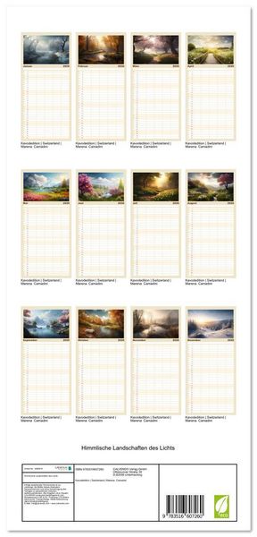Produktbild: Familienplaner 2026 - Himmlische Landschaften des Lichts mit 5 Spalten (Wandkalender, 21 x 45 cm) CALVENDO
