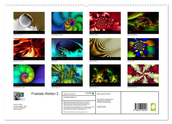 Produktbild: Fraktale Welten 2 (hochwertiger Premium Wandkalender 2026 DIN A2 quer), Kunstdruck in Hochglanz