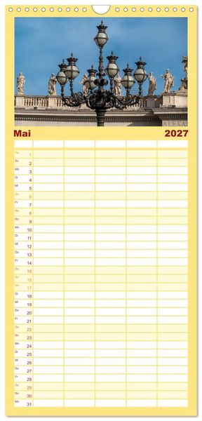 Produktbild: Familienplaner 2027 - San Pietro - Petersplatz und Petersdom mit 5 Spalten (Wandkalender, 21 x 45 cm) CALVENDO