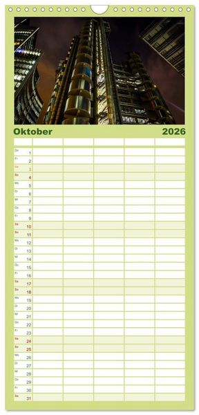 Produktbild: Familienplaner 2026 - Wundervolles London mit 5 Spalten (Wandkalender, 21 x 45 cm) CALVENDO