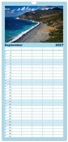 Produktbild: Familienplaner 2027 - Korsika Wild und Frei mit 5 Spalten (Wandkalender, 21 x 45 cm) CALVENDO