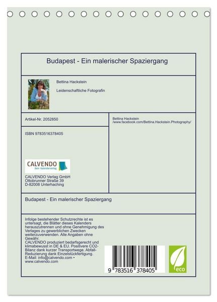 Produktbild: Budapest - Ein malerischer Spaziergang (Tischkalender 2026 DIN A5 hoch), CALVENDO Monatskalender