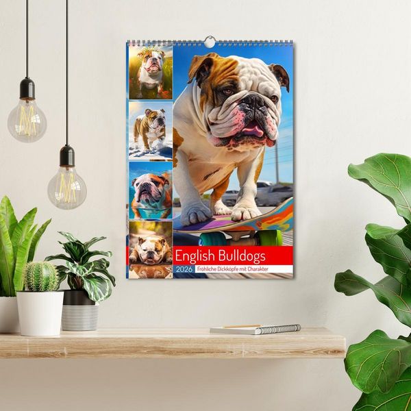 Produktbild: English Bulldogs. Fr&ouml;hliche Dickk&ouml;pfe mit Charakter (Wandkalender 2026 DIN A3 hoch), CALVENDO Monatskalender