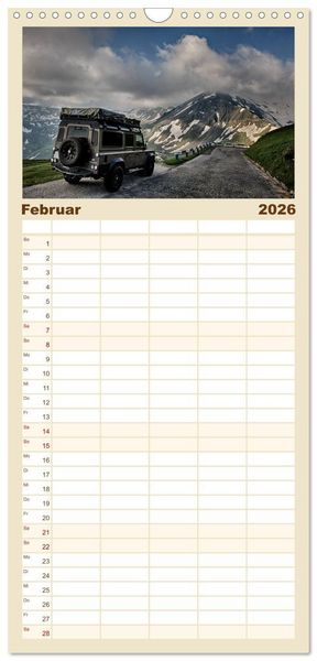 Produktbild: Familienplaner 2026 - Mit dem 4x4 durch Europa mit 5 Spalten (Wandkalender, 21 x 45 cm) CALVENDO