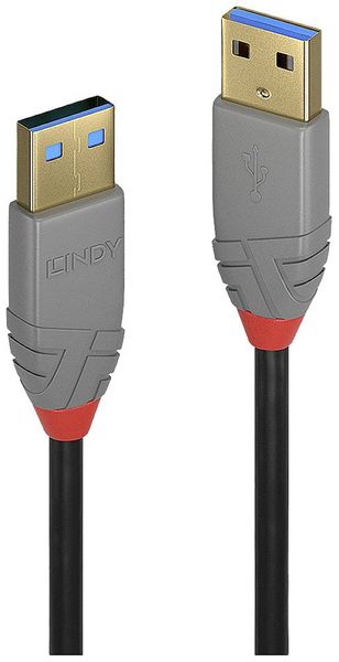 LINDY USB-Kabel USB 3.2 Gen1 (USB 3.0 / USB 3.1 Gen1) USB-A Stecker, USB-A Stecker 3.00 m Schwarz, Grau 36753