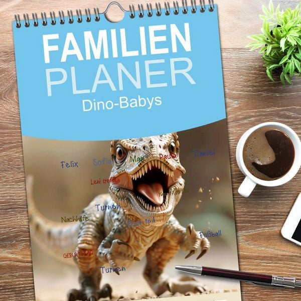 Produktbild: Familienplaner 2026 - Dino-Babys mit 5 Spalten (Wandkalender, 21 x 45 cm) CALVENDO