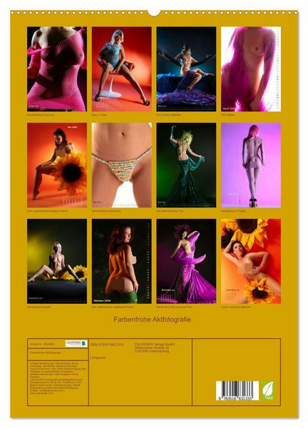Produktbild: Farbenfrohe Aktfotografie (hochwertiger Premium Wandkalender 2026 DIN A2 hoch), Kunstdruck in Hochglanz