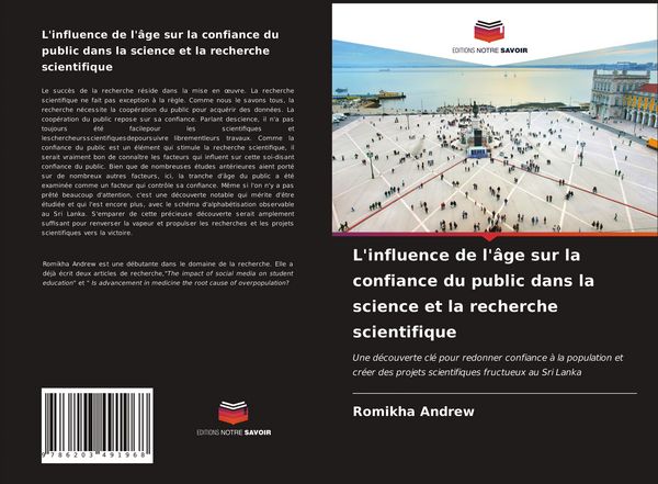 Produktbild: L'influence de l'&acirc;ge sur la confiance du public dans la science et la recherche scientifique