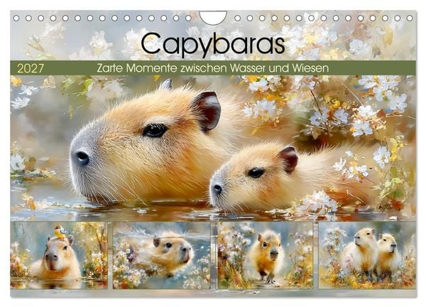 Produktbild: Capybaras. Zarte Momente zwischen Wasser und Wiesen (Wandkalender 2027 DIN A4 quer), CALVENDO Monatskalender
