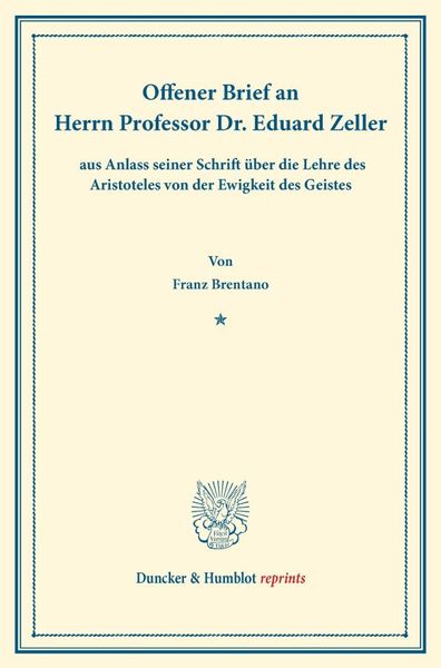 Produktbild: Offener Brief an Herrn Professor Dr. Eduard Zeller