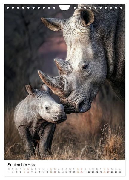 Produktbild: Nashorn - Stark. Stur. Schnell. (Wandkalender 2026 DIN A4 hoch), CALVENDO Monatskalender