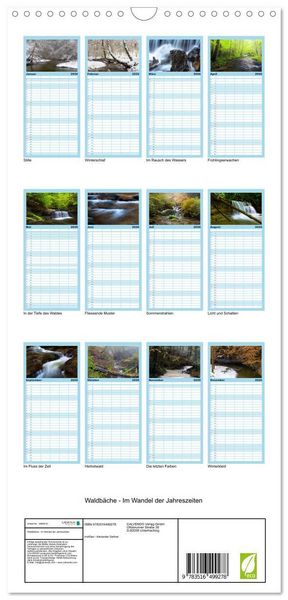 Produktbild: Familienplaner 2026 - Waldb&auml;che - Im Wandel der Jahreszeiten mit 5 Spalten (Wandkalender, 21 x 45 cm) CALVENDO