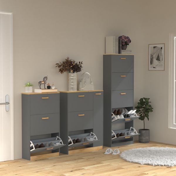 Produktbild: Holz Schuhregal Schuhschrank Schuhkipper Halom XL