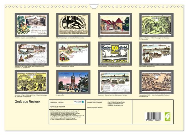 Produktbild: Gru&szlig; aus Rostock (Wandkalender 2026 DIN A3 quer), CALVENDO Monatskalender