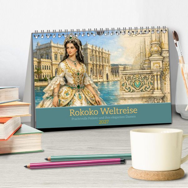 Produktbild: Rokoko Weltreise (Tischkalender 2027 DIN A5 quer), CALVENDO Monatskalender