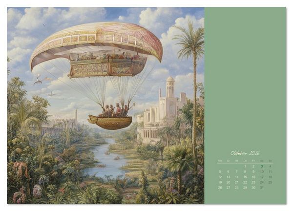 Produktbild: Mit KI durch die Epochen und L&uuml;fte (Wandkalender 2026 DIN A4 quer), CALVENDO Monatskalender