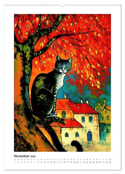 Produktbild: Katzengem&auml;lde (Wandkalender 2026 DIN A2 hoch), CALVENDO Monatskalender