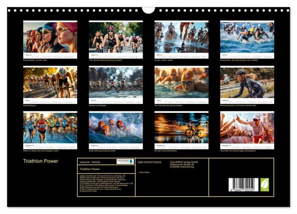 Produktbild: Triathlon Power (Wandkalender 2026 DIN A3 quer), CALVENDO Monatskalender