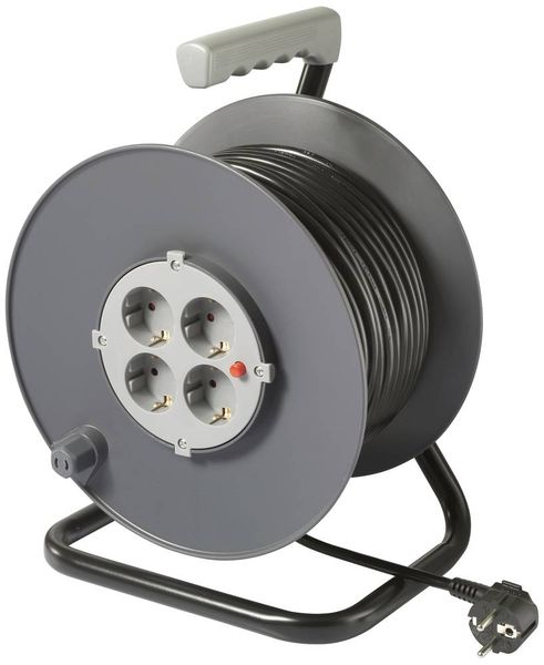 Produktbild: Sygonix SY-5655928 Kabeltrommel 50m Schwarz Schutzkontakt-Stecker