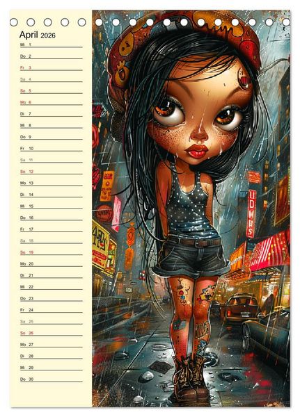 Produktbild: Rockabilly. Strange Comic-Kunst Girls im 50er-Jahre Stil (Tischkalender 2026 DIN A5 hoch), CALVENDO Monatskalender