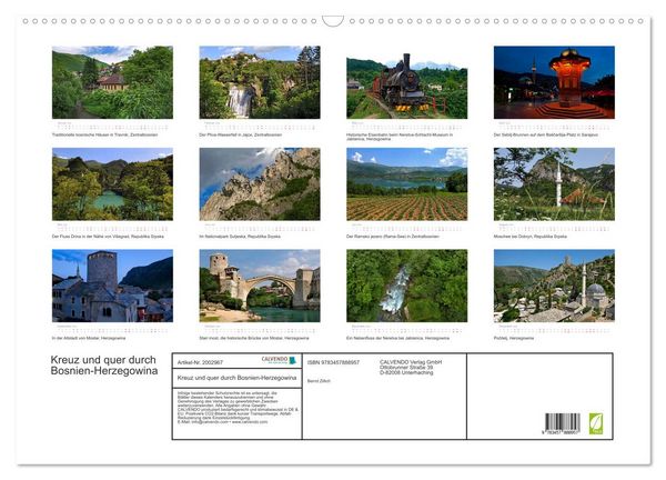 Produktbild: Kreuz und quer durch Bosnien-Herzegowina (Wandkalender 2026 DIN A2 quer), CALVENDO Monatskalender