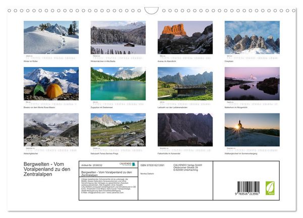 Produktbild: Bergwelten - Vom Voralpenland zu den Zentralalpen (Wandkalender 2026 DIN A3 quer), CALVENDO Monatskalender