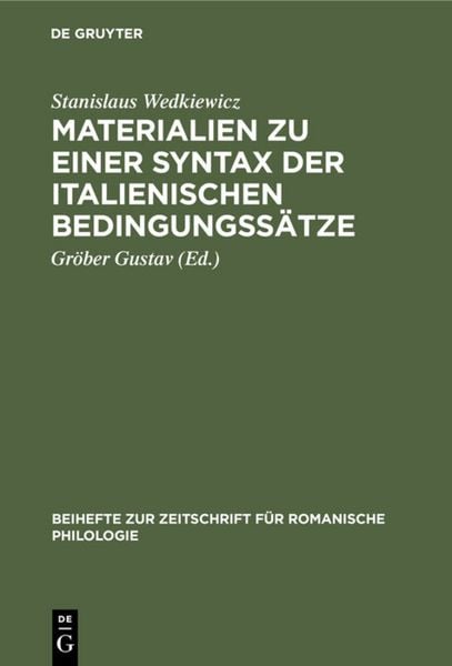 Produktbild: Materialien zu einer Syntax der italienischen Bedingungss&auml;tze